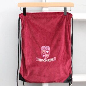 Skechers Vintage Y2K Red Purple Crest Embroidered Drawstring Bag NWT